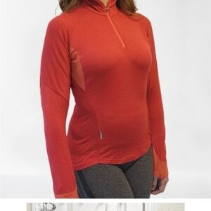 Icebreaker Women's Bodyfit 260 Merino Wool Red Long Sleeve Quarter Zip Size Lg